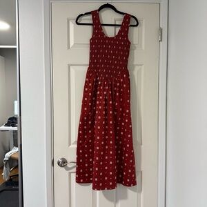 Wayf Dana Floral Smocked Bodice Stretch Cotton Midi Dress